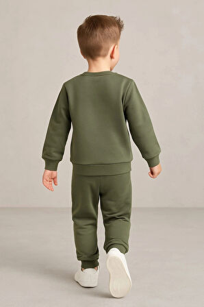 Erkek Çocuk Aslan Nakışlı 2’li Takım – Sweatshirt ve Alt Eşofman %100 Pamuk