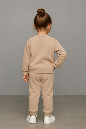 Papatya Nakışlı %100 Pamuk 2’li Çocuk Eşofman Takımı