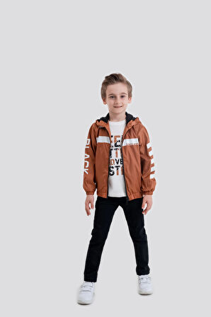 Çocuk Kapüşonlu Fermuarlı Günlük Yağmurluk 3'lü Takım