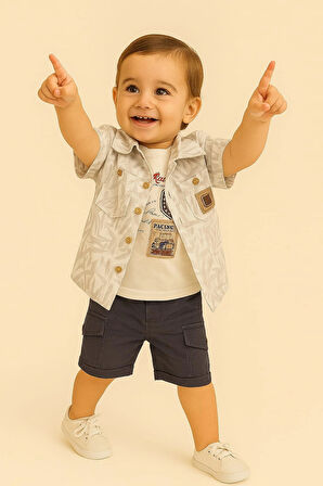 Yandan Cepli Kapri Gömlekli 3'lu Takım