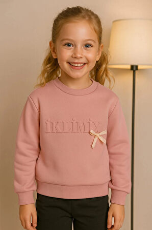 Fiyonk Detaylı Kabartma Yazılı Çocuk Sweatshirt