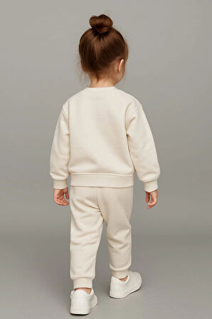 Sevimli Ayıcık Nakışlı %100 Pamuk 2’li Çocuk Eşofman Takımı