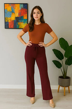 Kadın Yüksek Bel Triko Pantolon