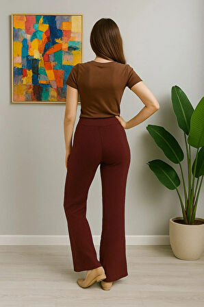 Kadın Yüksek Bel Triko Pantolon