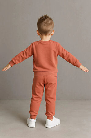 Erkek Çocuk Nakışlı İki Parça Eşofman Takımı %100 Pamuk