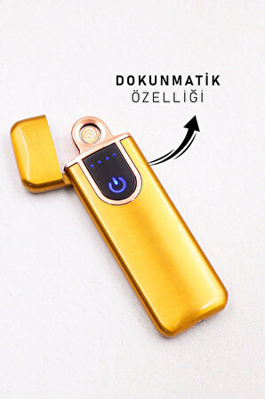 Çift Taraflı Elektrikli Usb Şarjlı Sarı Çakmak