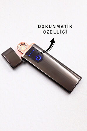 Çift Taraflı Elektrikli Usb Şarjlı Siyah Çakmak