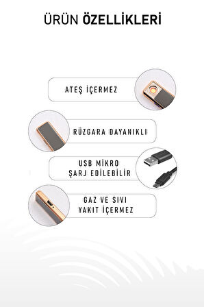 Kolay Şarj Edilebilen Siyah Sürgülü Elektrikli Usb Çakmak