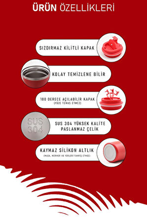 Kırmızı 500 ml Çelik Termos