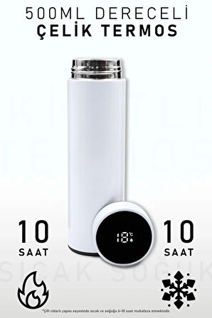 500 Ml Beyaz Dereceli Termos