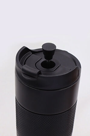 French Press Özellikli 450ml Siyah Çelik Termos