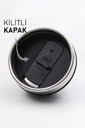 280 Ml Özel Kulplu Beyaz Bardak Çelik Termos