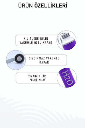 600 Ml Mor Kılıflı Cam Matara