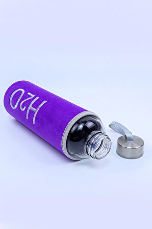 600 Ml Mor Kılıflı Cam Matara
