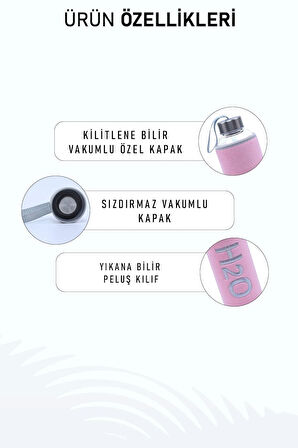 600 Ml Pembe Kılıflı Cam Matara