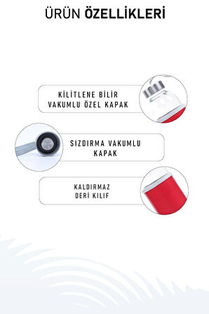 500ml Deri Kılıflı Kırmızı Cam Matara