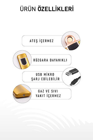 3 Adet Çift Taraflı Elektrikli Usb Şarjlı Renkli Çakmaklar