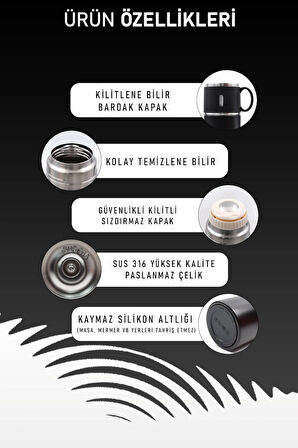 580 Ml Siyah Bardaklı Çelik Termos
