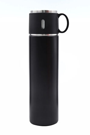 580 Ml Siyah Bardaklı Çelik Termos