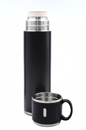 580 Ml Siyah Bardaklı Çelik Termos