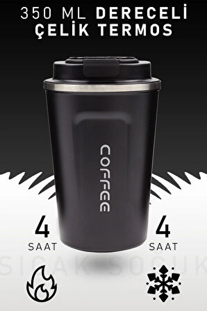 350 Ml Kilitli Siyah Dereceli Termos