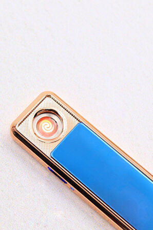 3 Adet Kolay Şarj Edilebilen Mavi Sürgülü Elektrikli Usb Çakmak