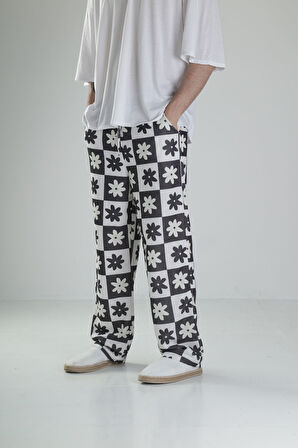 Çiçek Desenli Baggy Pantolon