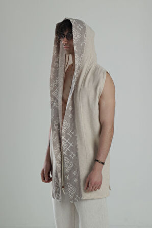 Bohem Keten Desenli Kimono
