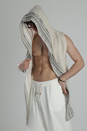 Etnik Keten Desenli Kimono