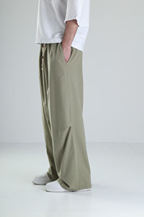 Baggy Haki Keten Pantolon
