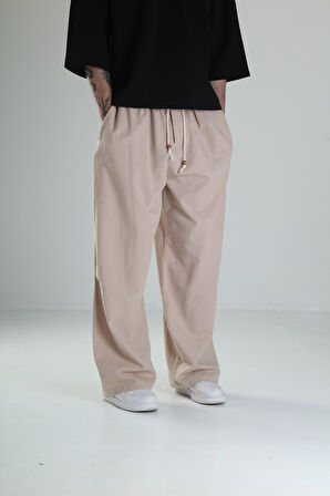 Baggy Kahve Keten Pantolon
