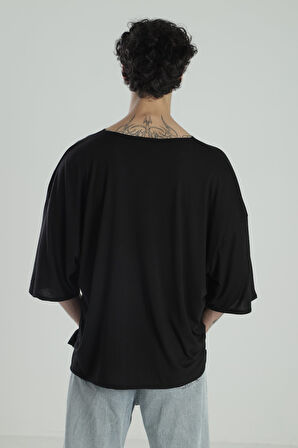 Fakir Kol Siyah Viscon T-Shirt