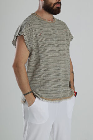 Buldan Kumaş Sıfır Kol T-Shirt