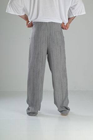 Aerobin Keten Gri Baggy Pantolon