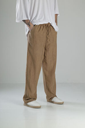 Aerobin Keten Kahve Baggy Pantolon