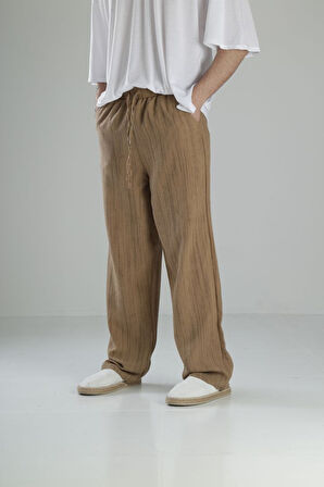 Aerobin Keten Kahve Baggy Pantolon