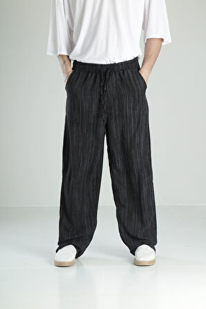 Aerobin Keten Siyah Baggy Pantolon