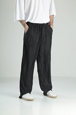 Aerobin Keten Siyah Baggy Pantolon
