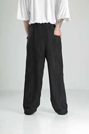 Aerobin Keten Siyah Baggy Pantolon