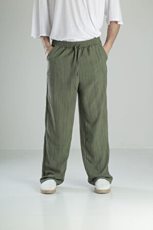 Aerobin Keten Yeşil Baggy Pantolon