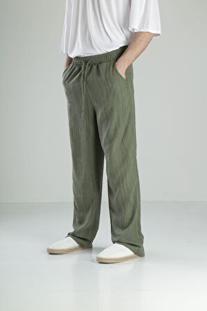 Aerobin Keten Yeşil Baggy Pantolon