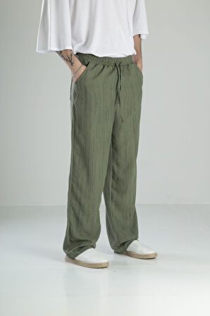 Aerobin Keten Yeşil Baggy Pantolon
