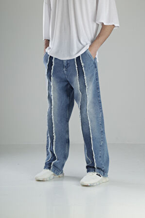 Premium Kalite Mavi Baggy Kot Pantolon