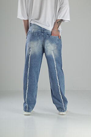 Premium Kalite Mavi Baggy Kot Pantolon