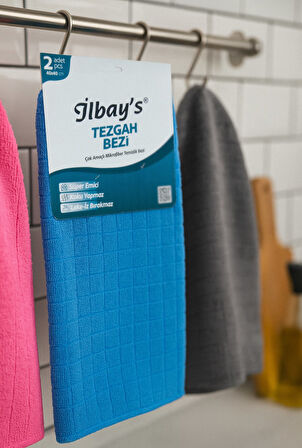 İlbay’s 2’li Mikrofiber Tezgah Bezi 40x40 cm | Süper Emici Leke Bırakmaz Bez 