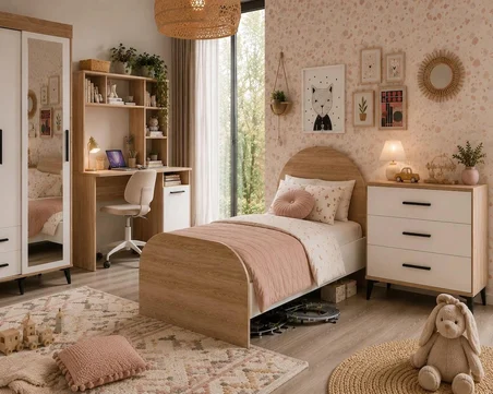 Afilli Ildır Cocuk Odası Takımı 4 Parça Tamamı Mdf Flora Renk