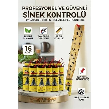 Yapışkanlı Sinek Şeridi Sinek Kapanı 16 Adet 721534