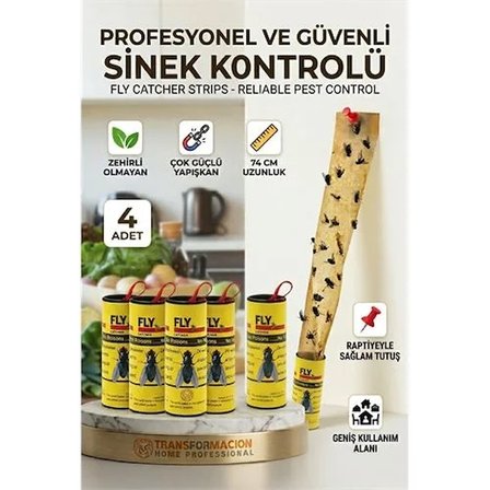 Yapışkanlı Sinek Şeridi Sinek Kapanı 4 Adet 721533