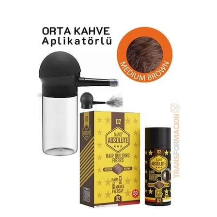Aplikatörlü Saç Dolgunlaştırıcı Fiber Topik Toz Orta Ton Kahverengi 721500