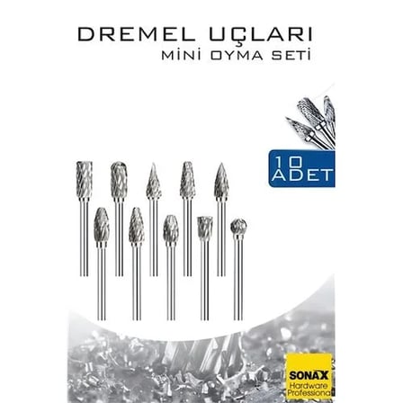 Dremel Uyumlu Mini Oyma Gravür Uç Seti – 10'lu Tungsten Karbür, Ahşap/metal/plastik İçin 722462